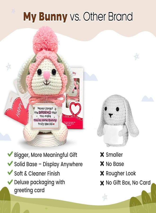 Gossby Positive Bunny Crochet - NEVER FORGET THE DIFFERENCE YOU MAKE - Inspirational Gift for Women - Christmas, Birthday, Emotional Support, Positive Energy Gift for Friend, Coworker, Teacher, Mom - Image 2